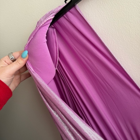 Bronx and Banco Zoe Lame Purple Shimmer Long Gown - Picture 10 of 14